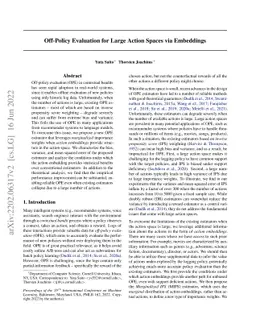 Off-Policy Evaluation for Large Action Spaces via Embeddings