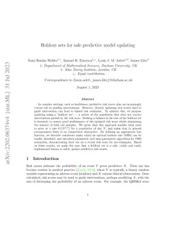 Holdouts set for predictive model updating