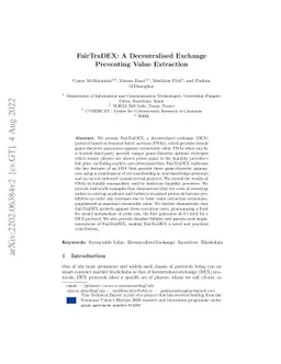 FairTraDEX: A Decentralised Exchange Preventing Value Extraction