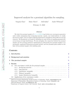 Improved analysis for a proximal algorithm for sampling