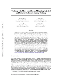 Training with More Confidence: Mitigating Injected and Natural Backdoors
  During Training