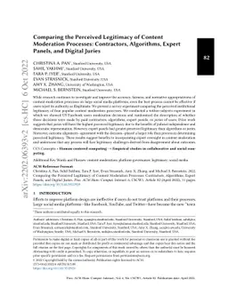 Comparing the Perceived Legitimacy of Content Moderation Processes:
  Contractors, Algorithms, Expert Panels, and Digital Juries