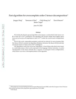 Fast algorithm for overcomplete order-3 tensor decomposition
