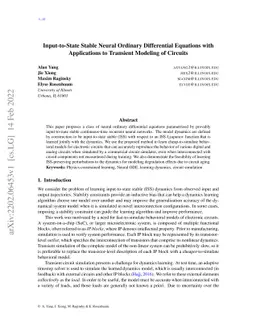 Input-to-State Stable Neural Ordinary Differential Equations with
  Applications to Transient Modeling of Circuits