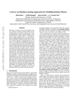 A Survey on Machine Learning Approaches for Modelling Intuitive Physics