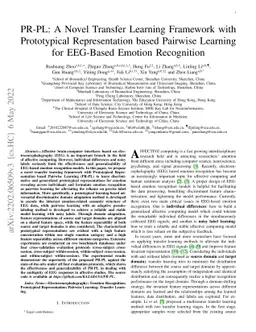 PR-PL: A Novel Transfer Learning Framework with Prototypical
  Representation based Pairwise Learning for EEG-Based Emotion Recognition