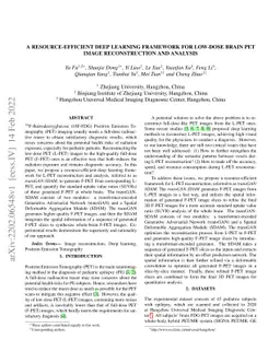 A resource-efficient deep learning framework for low-dose brain PET
  image reconstruction and analysis