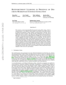 Reinforcement Learning in Presence of Discrete Markovian Context
  Evolution
