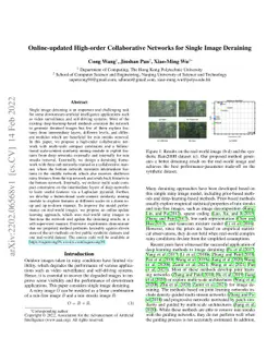 Online-updated High-order Collaborative Networks for Single Image
  Deraining