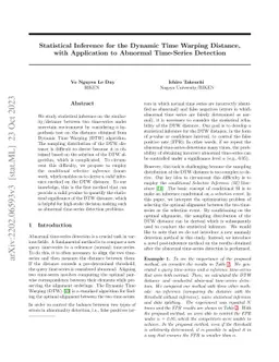 Statistical Inference for the Dynamic Time Warping Distance, with
  Application to Abnormal Time-Series Detection