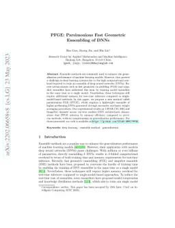 PFGE: Parsimonious Fast Geometric Ensembling of DNNs