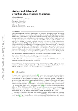 Liveness and Latency of Byzantine State-Machine Replication (Extended
  Version)