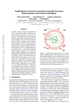 Neighborhood Contrastive Learning for Scientific Document
  Representations with Citation Embeddings