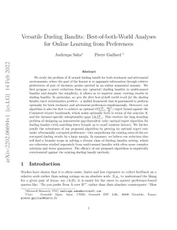 Versatile Dueling Bandits: Best-of-both-World Analyses for Online
  Learning from Preferences