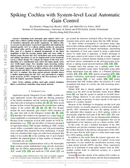 Spiking Cochlea with System-level Local Automatic Gain Control