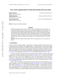 Trace norm regularization for multi-task learning with scarce data