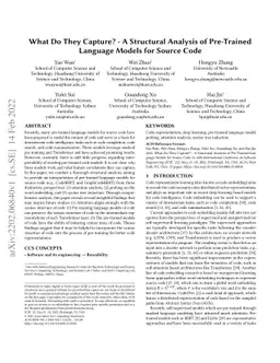 What Do They Capture? -- A Structural Analysis of Pre-Trained Language
  Models for Source Code