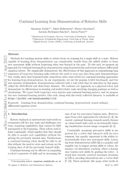 Continual Learning from Demonstration of Robotics Skills