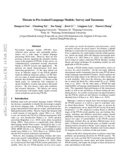 Threats to Pre-trained Language Models: Survey and Taxonomy