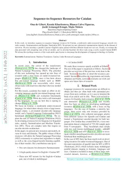 Sequence-to-Sequence Resources for Catalan