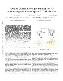 COLA: COarse LAbel pre-training for 3D semantic segmentation of sparse
  LiDAR datasets