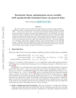Stochastic linear optimization never overfits with quadratically-bounded
  losses on general data