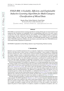 FOLD-RM: A Scalable, Efficient, and Explainable Inductive Learning
  Algorithm for Multi-Category Classification of Mixed Data