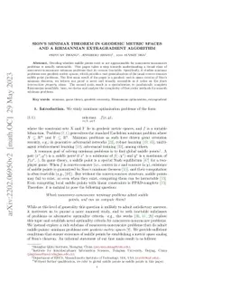 Sion's Minimax Theorem in Geodesic Metric Spaces and a Riemannian
  Extragradient Algorithm