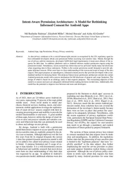 Intent-Aware Permission Architecture: A Model for Rethinking Informed
  Consent for Android Apps