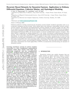 Recurrent Neural Networks for Dynamical Systems: Applications to
  Ordinary Differential Equations, Collective Motion, and Hydrological Modeling