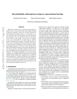 Discriminability-enforcing loss to improve representation learning