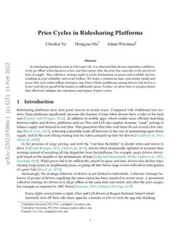 Price Cycles in Ridesharing Platforms