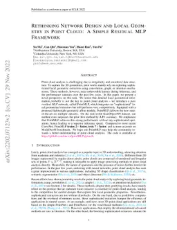 Rethinking Network Design and Local Geometry in Point Cloud: A Simple
  Residual MLP Framework