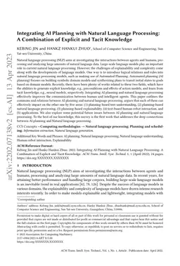 Integrating AI Planning with Natural Language Processing: A Combination
  of Explicit and Tacit Knowledge
