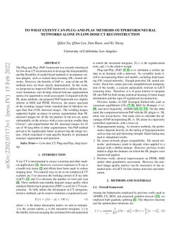 To what extent can Plug-and-Play methods outperform neural networks
  alone in low-dose CT reconstruction