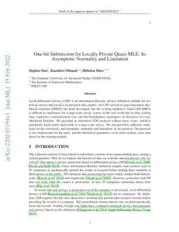 One-bit Submission for Locally Private Quasi-MLE: Its Asymptotic
  Normality and Limitation