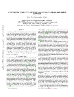 Unsupervised word-level prosody tagging for controllable speech
  synthesis