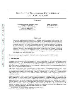 Multi-style Training for South African Call Centre Audio