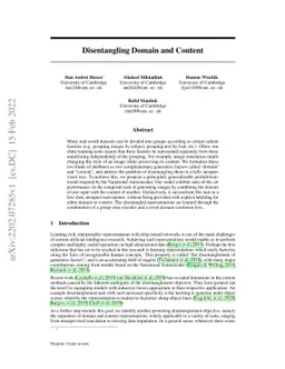 Disentangling Domain and Content