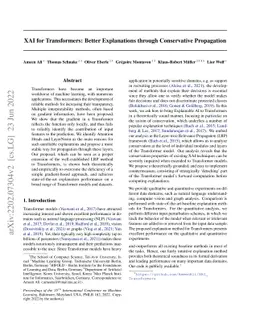 XAI for Transformers: Better Explanations through Conservative
  Propagation