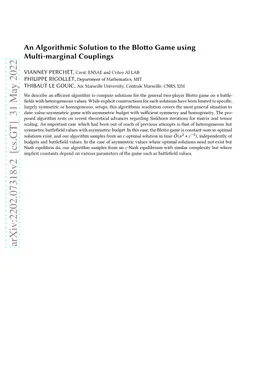 An algorithmic solution to the Blotto game using multi-marginal
  couplings