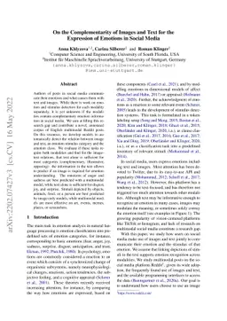 On the Complementarity of Images and Text for the Expression of Emotions
  in Social Media