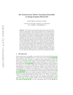 Do Lessons from Metric Learning Generalize to Image-Caption Retrieval?