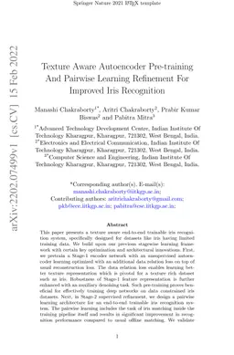 Texture Aware Autoencoder Pre-training And Pairwise Learning Refinement
  For Improved Iris Recognition