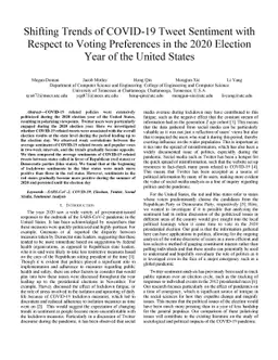 Shifting Trends of COVID-19 Tweet Sentiment with Respect to Voting
  Preferences in the 2020 Election Year of the United States