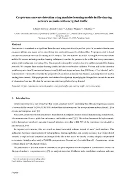 Crypto-ransomware detection using machine learning models in
  file-sharing network scenario with encrypted traffic