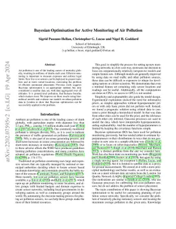 Bayesian Optimisation for Active Monitoring of Air Pollution
