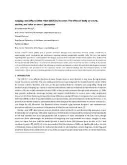Judging a socially assistive robot (SAR) by its cover; The effect of
  body structure, outline, and color on users' perception