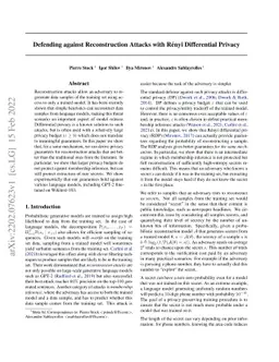 Defending against Reconstruction Attacks with Rényi Differential
  Privacy