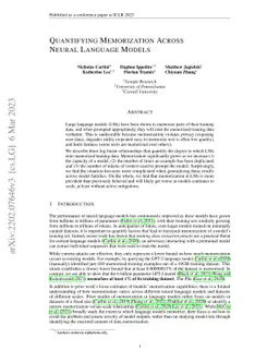 Quantifying Memorization Across Neural Language Models